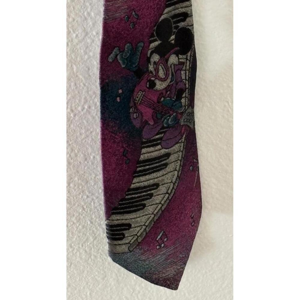 Vintage Disney Mickey & Co Tie Rock Star Mickey Mouse Piano Music Notes - Picture 1 of 6